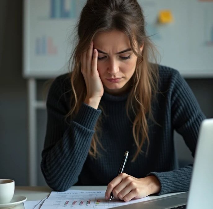 Mujer pensativa atravesando una crisis vital